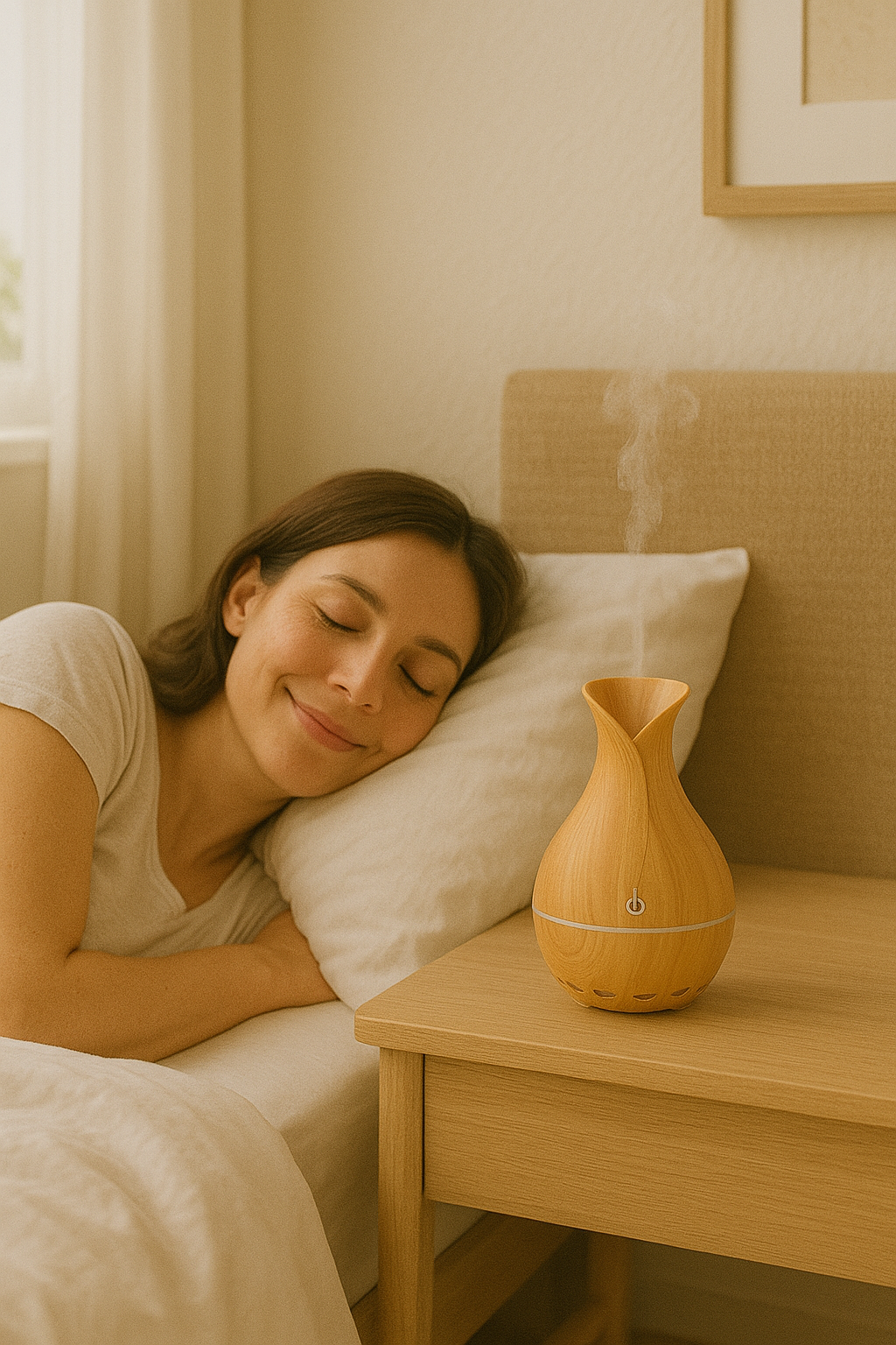 Difusor de aroma ultrasónico: humedece el aire y reduce el estrés.