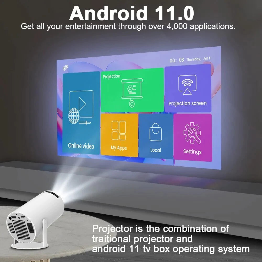 HY300 4K HD Android Portable Wi-Fi Projector – Smart Cinema