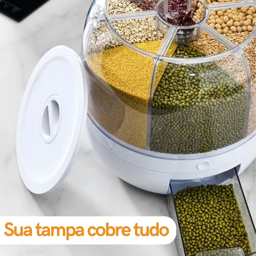 Dispenser Giratório para Grãos e Cereais Premium – 6 Divisões