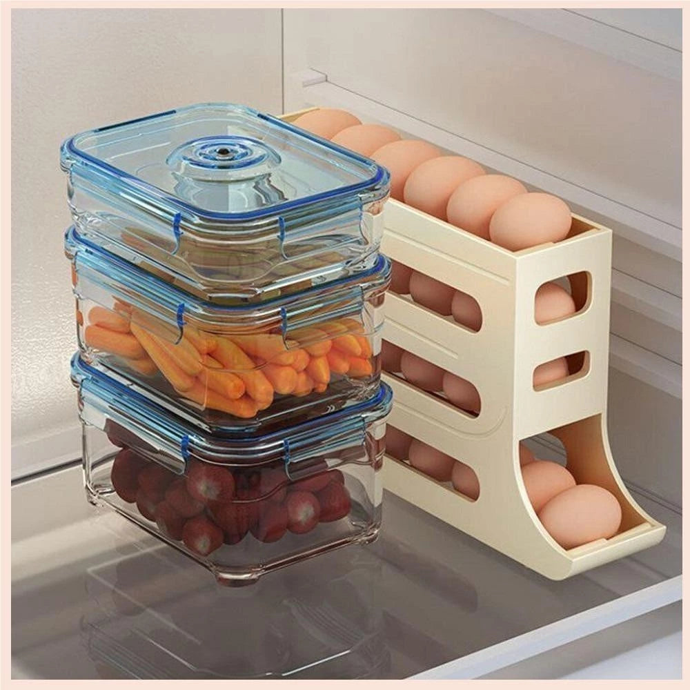 Porta Ovos Rolante 4 Andares – Suporte Organizador para até 30 Ovos
