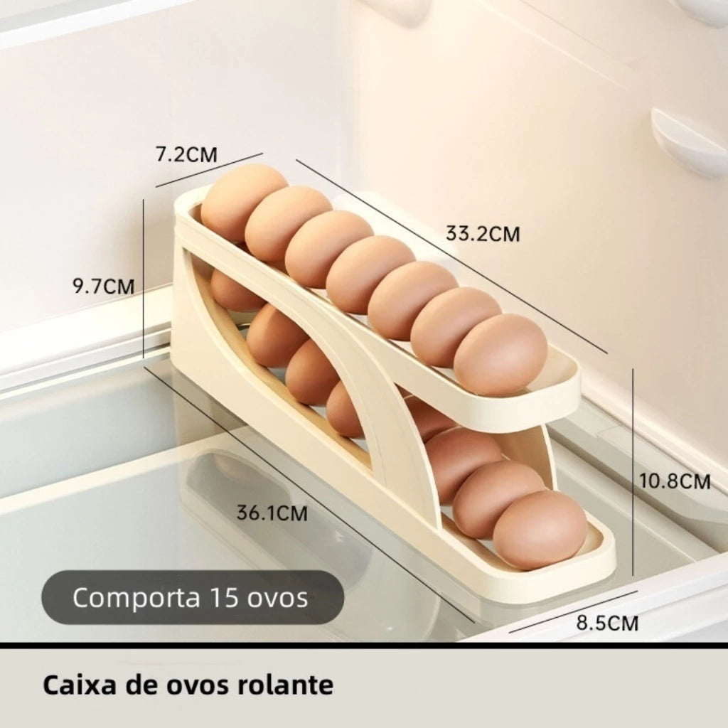 Porta Ovos Rolante 4 Andares – Suporte Organizador para até 30 Ovos