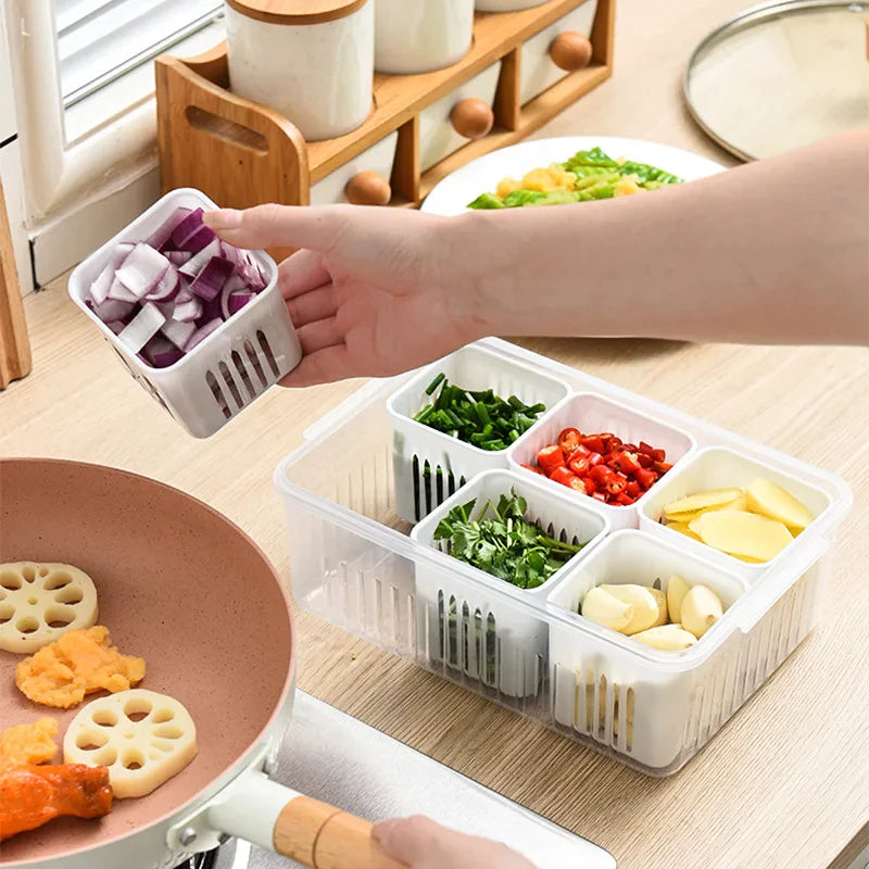 Caixa Organizadora Plástica com 6 Divisórias – Ideal para Geladeira