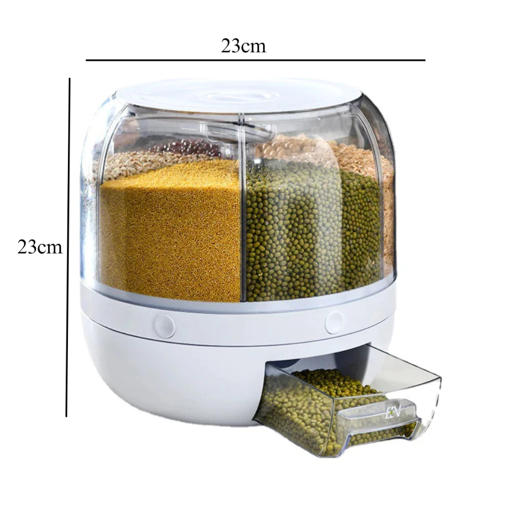 Dispenser Giratório para Grãos e Cereais Premium – 6 Divisões