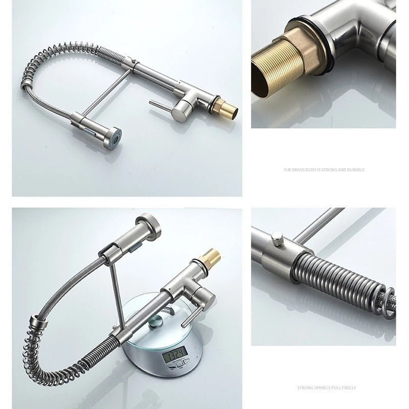 Luxury Gourmet Kitchen Faucet with Shower and 360° Swivel – Hot and Cold Single Lever