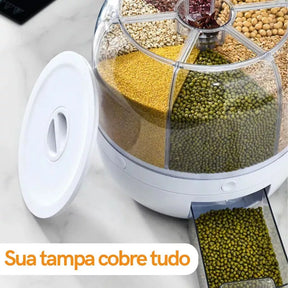Dispenser Giratório para Grãos e Cereais Premium – 6 Divisões