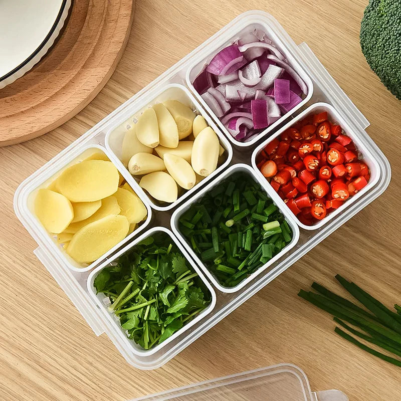Plastic Organizer Box with 6 Compartments – Ideal for Refrigerators