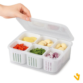 Caja organizadora de plástico con 6 compartimentos: ideal para refrigeradores