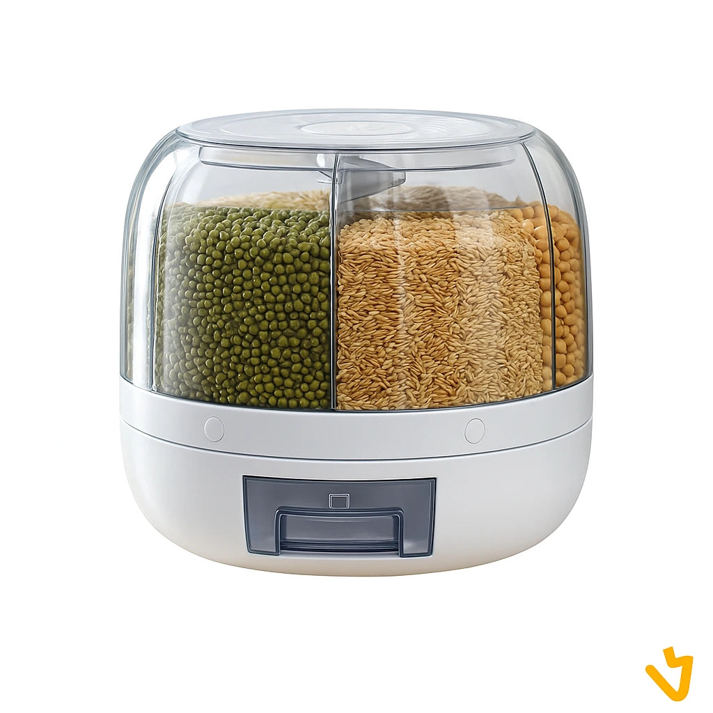 Premium Grain and Cereal Rotating Dispenser – 6 Compartments